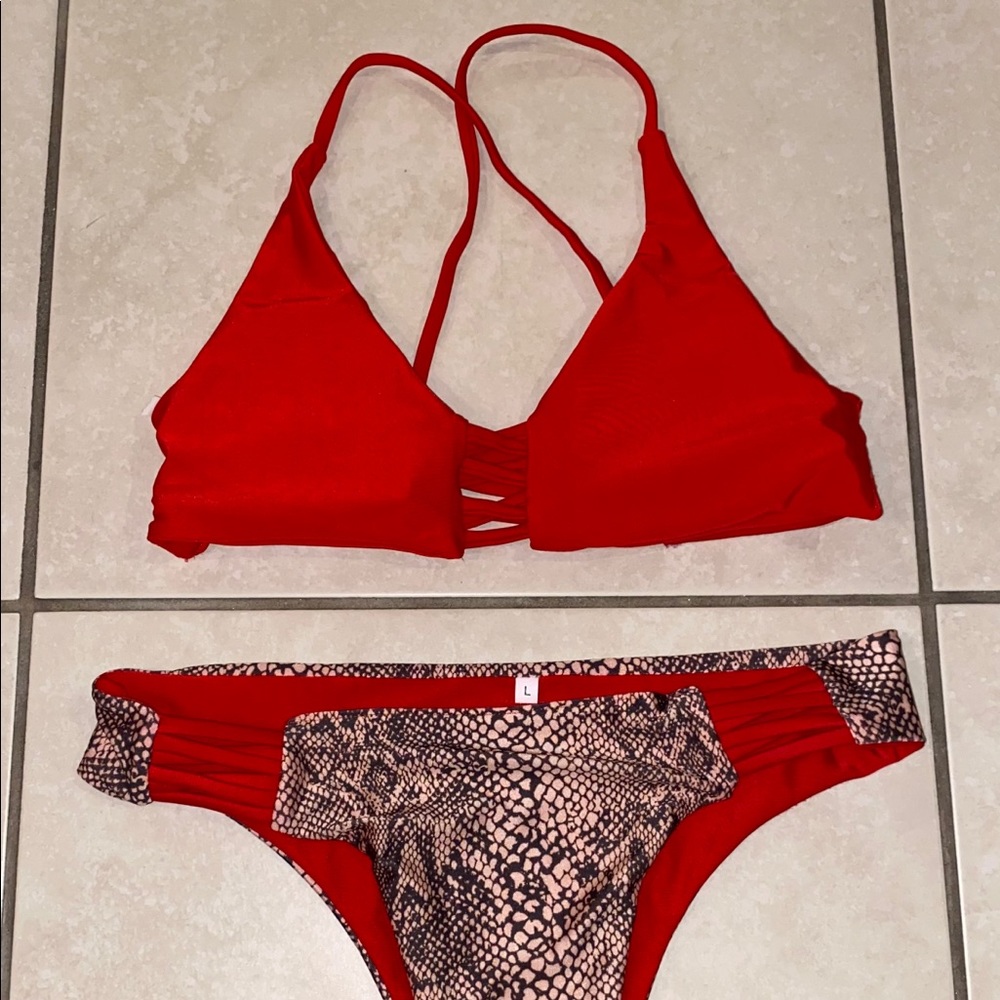 Nwt Bikini Red/Snake Pattern Set - image 1